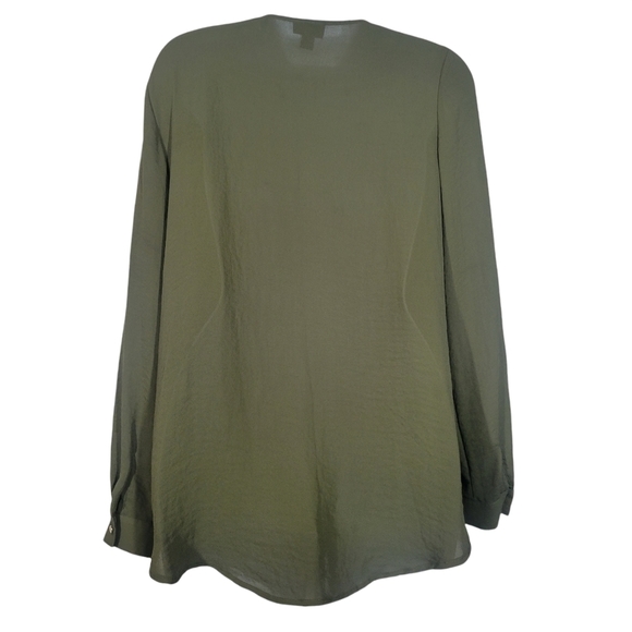 EUC a.n.a Green Long Sleeve Wrap Front Top w/ High-Low Hem - Size S - Picture 5 of 9